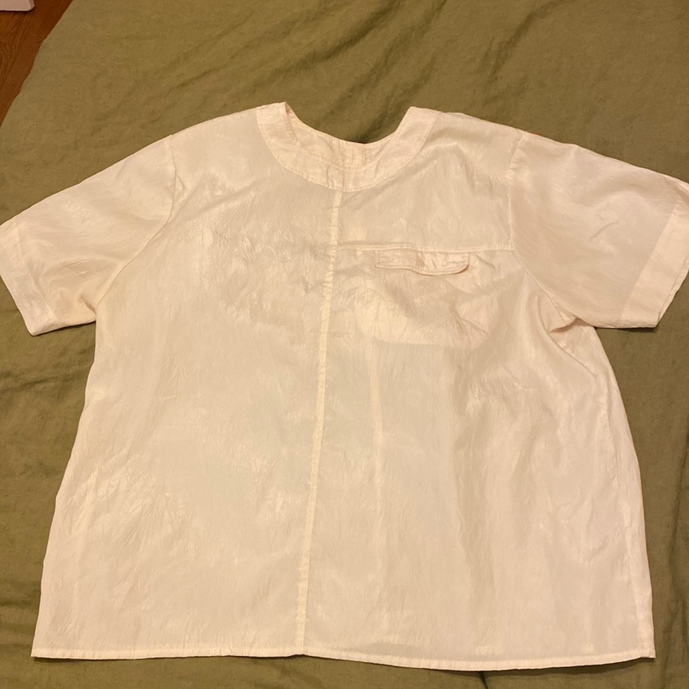 90s vintage cream textured lightweight blouse